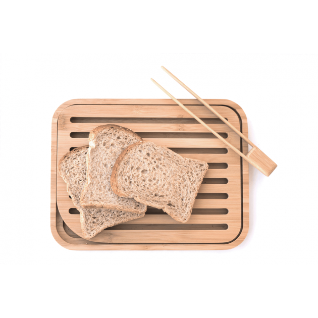 Set Planche à Pain 26 x 20 cm + Pince à Toast Bambou Pebbly :achat