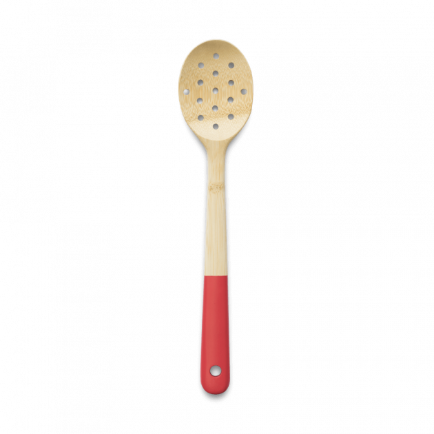 Cuillère de Cuisine Ajourée Bambou 30 cm Rouge Pebbly