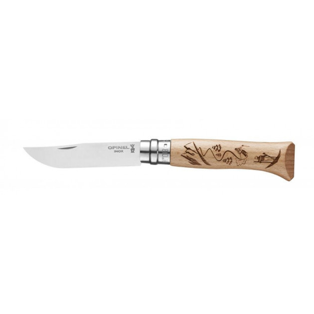 Couteau N°8 Gravure Ski Sport Opinel