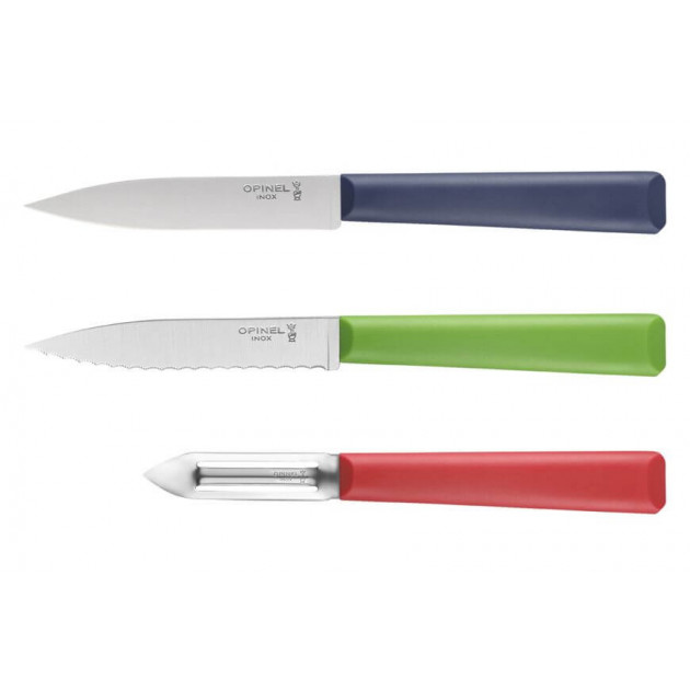 Coffret 2 Couteaux de Cuisine et un Eplucheur Les Essentiels + Opinel