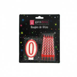 FIN DE SERIE Lot de 10 Bougies et 1 Bougie Chiffre 0 Gatodéco