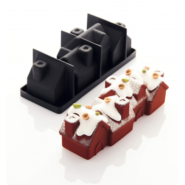 Moule Silicone Bûche Chalet 25 x 8,3 cm x H 9 cm Pavoni