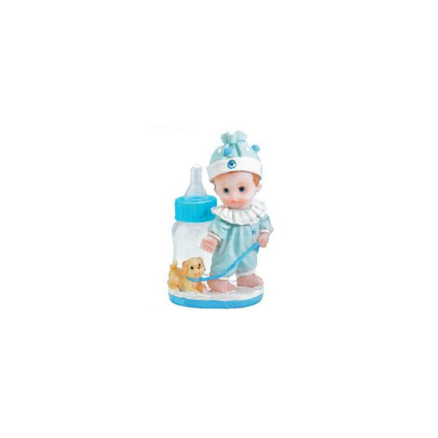 Sujet bapteme GarÃ§on Biberon Bleu 17 cm