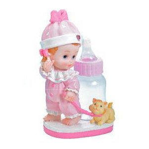 Sujet bapteme Fille Biberon Rose 17 cm Sujet bapteme Fille Biberon Rose 17 cm