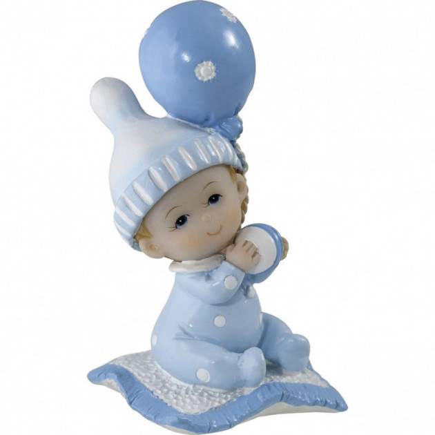 Sujet baptême Garçon Bébé Rêveur Bleu 7.5 cm