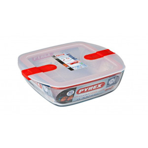 Boîte de Conservation en Verre Carrée 25 x 22 cm 2,2 L Cook & Heat Pyrex