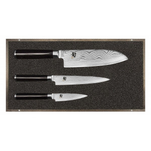 Set Couteau d'Office, Couteau Universel et Couteau Santoku Shun Classic Damas Kai Set Couteau d'Office, Couteau Universel et Couteau Santoku Shun Classic Damas Kai