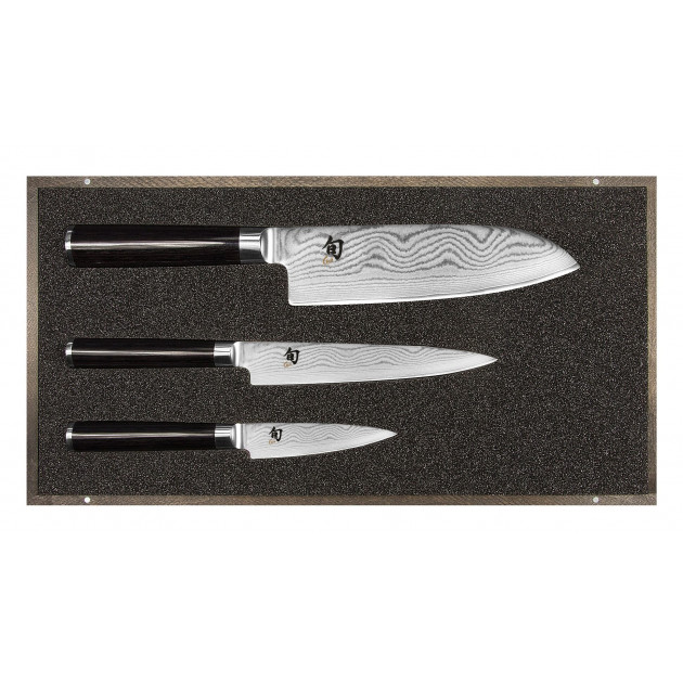 Set Couteau d'Office, Couteau Universel et Couteau Santoku Shun Classic Damas Kai