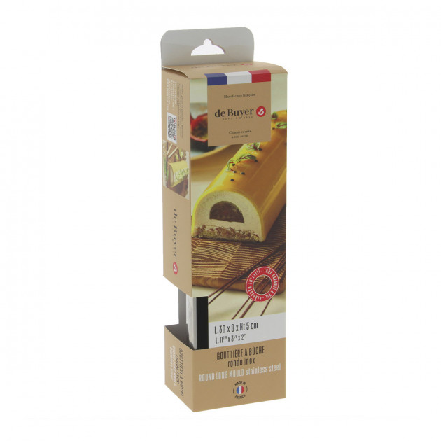 Emballage Gouttière à Bûche Ronde Démontable Inox 30.5 x 8.5 x 7.2 cm De Buyer