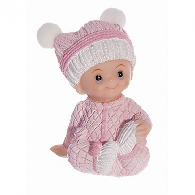 Sujet bapteme Fille Pyjama Rose 7.5 cm