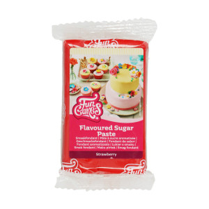 Pâte à Sucre Rouge goût Fraise 250g Funcakes Pâte à Sucre Rouge goût Fraise 250g Funcakes