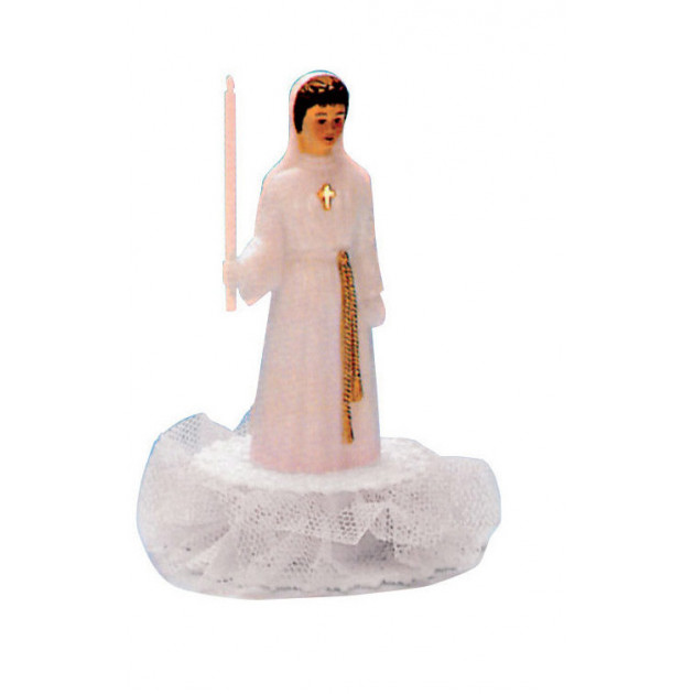 Sujet Communion Fille sur Socle avec Tulle 9.5 cm