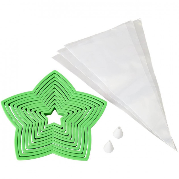 Lot d'Emporte pièces étoile. Douilles et Poche pour Arbre Sapin Lot d'Emporte pièces étoile. Douilles et Poche pour Arbre Sapin