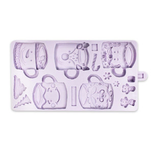 FIN DE SERIE Moule en Silicone 5 Tasses Festives de Noël Karen Davies