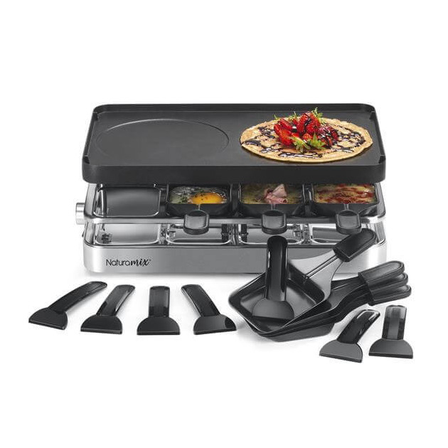 Appareil raclette crêpière 8 personnes Naturamix avec accessoires Appareil raclette crêpière 8 personnes Naturamix avec accessoires