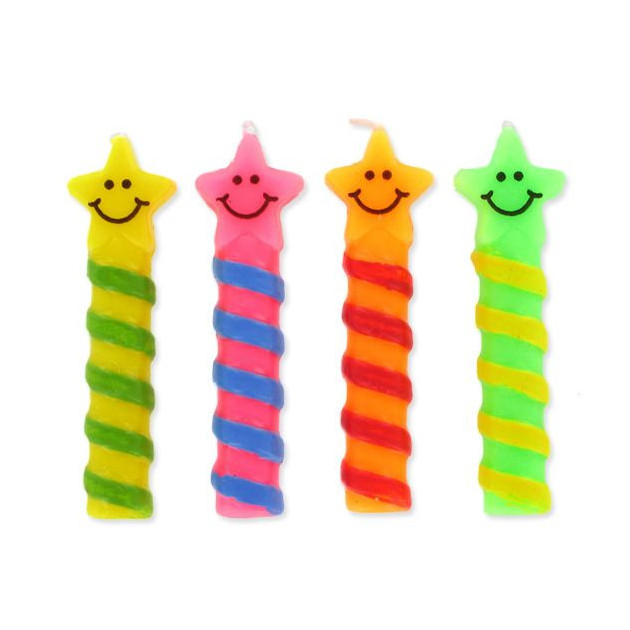 Bougies Smileys Etoiles (x4) Gatodeco