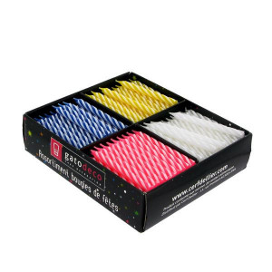 Bougies Torsadées Fines Assorties (x250) Gatodéco
