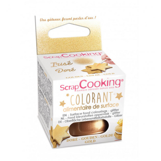 SCRAPCOOKING Poudre alimentaire irisée rouge + paillettes dorées pas cher 