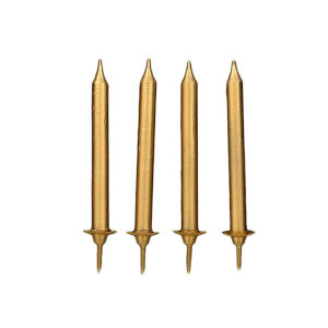 Bougies Dorées (x12) avec bobèches Gatodéco Bougies Dorées (x12) avec bobèches Gatodéco