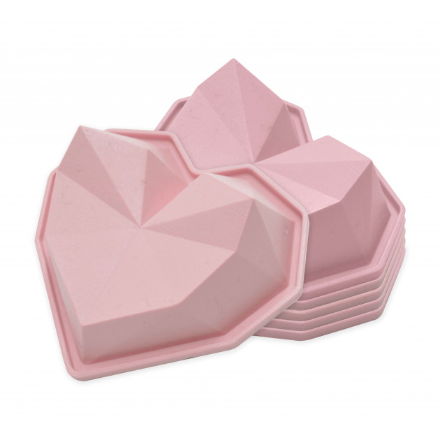 6 Moules Silicone Cœur Diamant 