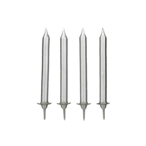 Bougies Argentées (x12) avec bobèches Gatodéco Bougies Argentées (x12) avec bobèches Gatodéco