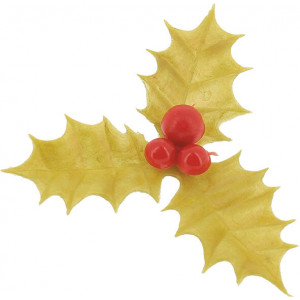 Feuilles de Houx Triple Dorées x144 Feuilles de Houx Triple Dorées x144