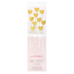 Cake Topper long 20 cm cœur doré (x10) ScrapCooking Cake Topper long 20 cm cœur doré (x10) ScrapCooking