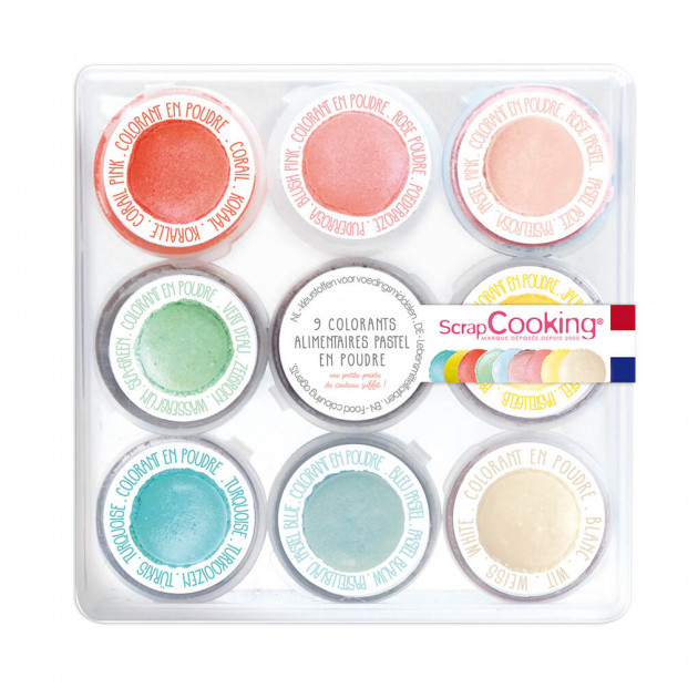 Kit colorant alimentaire pastel en poudre 15.8 g (x9) ScrapCooking –  , Achat, Vente
