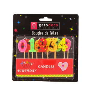 Bougies Chiffres sur Piques Assorties (x10) Gatodéco Bougies Chiffres sur Piques Assorties (x10) Gatodéco