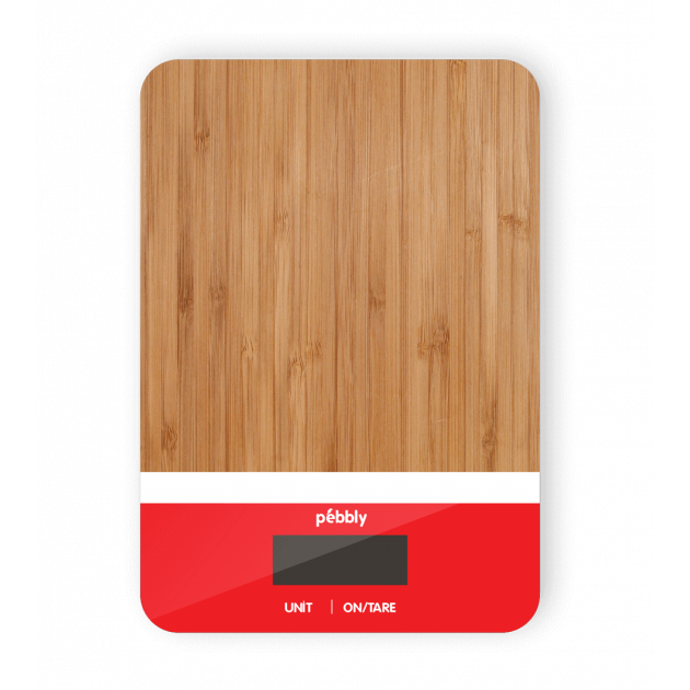 FIN DE SERIE Balance de Cuisine Electronique Bambou Rectangle Rouge 23 x 16 cm Pebbly