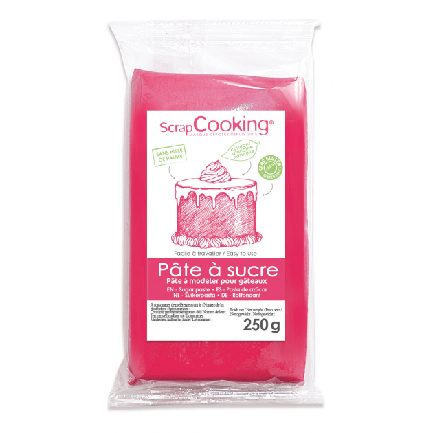 FIN DE SERIE Pâte à Sucre Rose Fushia 250 g ScrapCooking