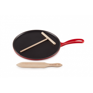 Crêpière Fonte Émaillée 27 cm Cerise avec Accessoires Le Creuset Crêpière Fonte Émaillée 27 cm Cerise avec Accessoires Le Creuset