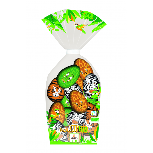 Sachet de 10 Œufs Chocolat au Lait Bio Jungle 125 g Abtey