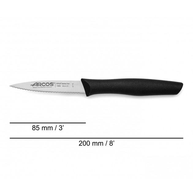 Couteau d'Office Cranté Inox 8,5 cm Noir Arcos NOVA