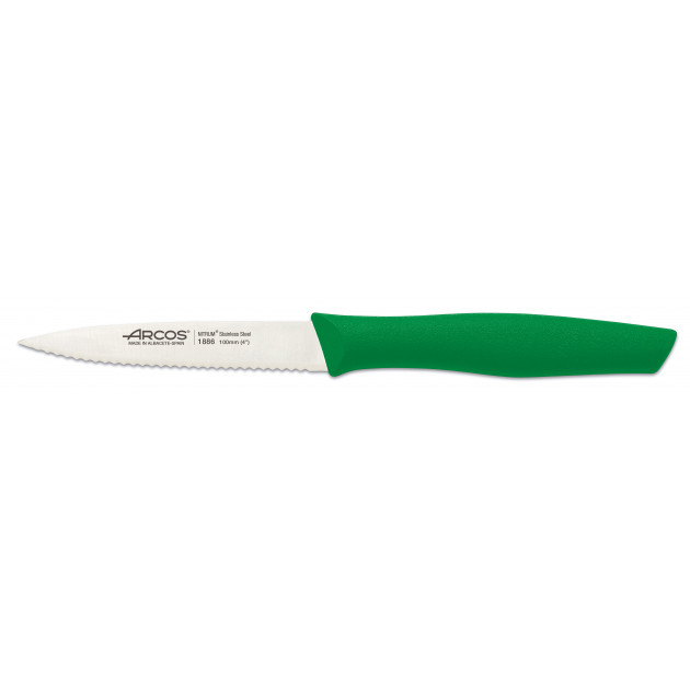 Couteau d'Office Cranté Inox 10 cm Vert Arcos NOVA