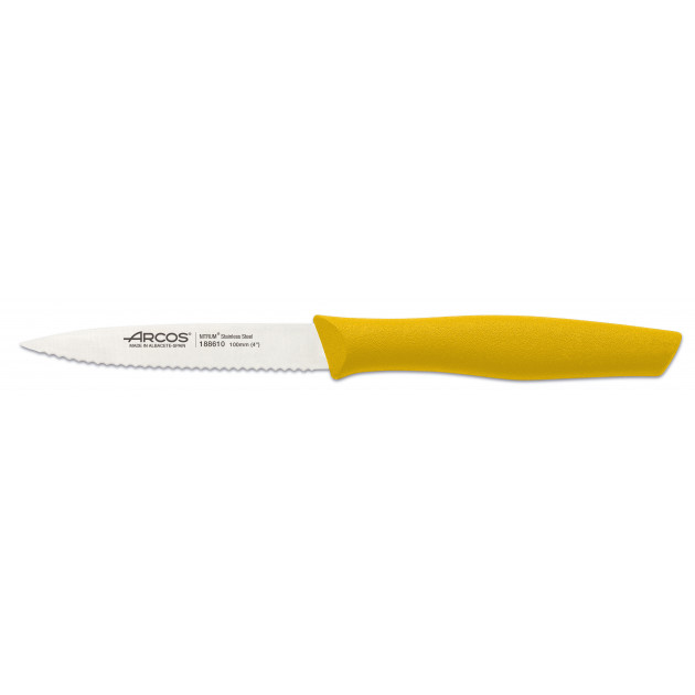 Couteau d'Office Cranté Inox 10 cm Jaune Arcos NOVA