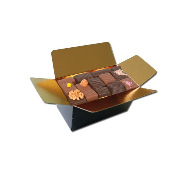 2 ballotins de chocolats avec fourreaux noir et or 11.5 x 6 cm - Patisdecor