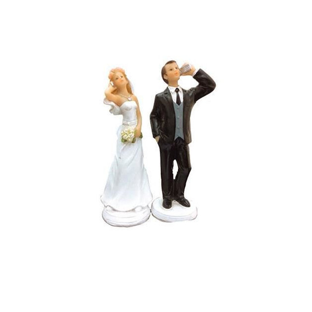 Figurine Mariage Humoristique Accro au Telephone 15 cm