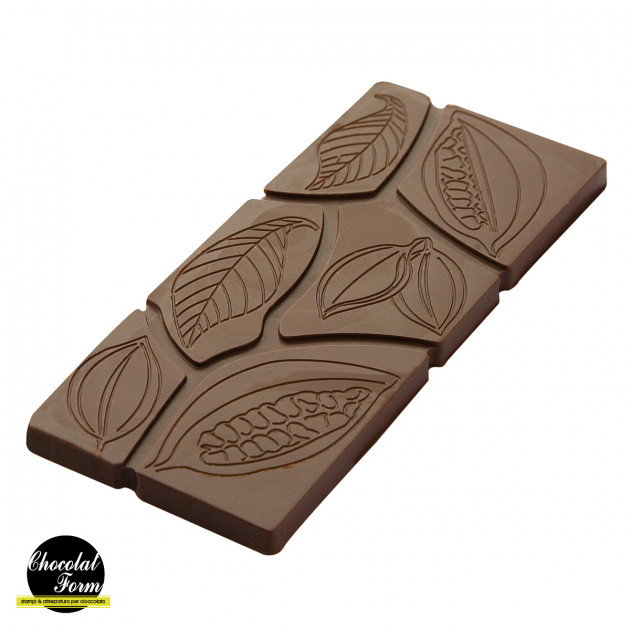 Moule Tablette Chocolat Feuilles et Fèves 11,8 x 5 cm (x6) Chocolat Form