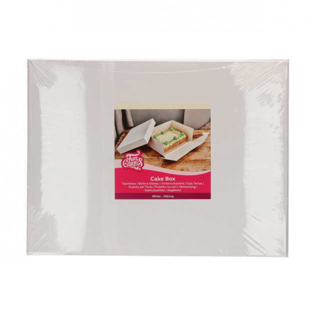 Boîte à gâteau blanche avec support rectangulaire 33x22,8cm - Féerie Cake