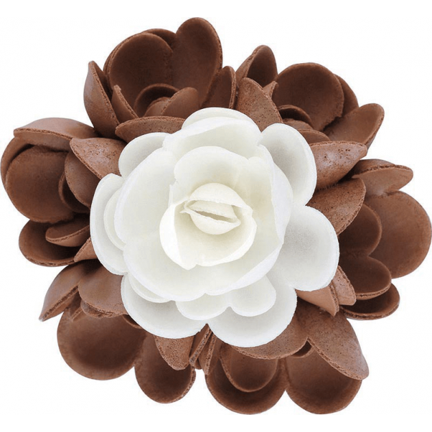 Bouquet Fleur Azyme 10 cm Blanc et Marron 5 cm (x6) Florensuc