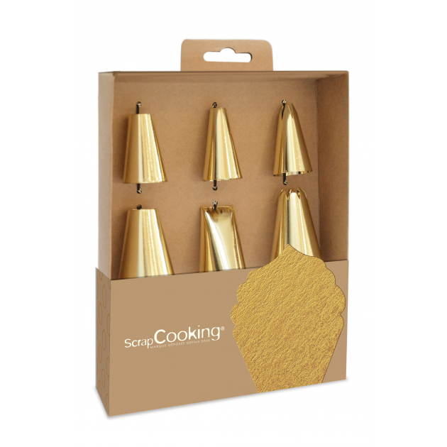 Coffret 6 Douilles Pâtissières Inox Dorées Scrapcooking