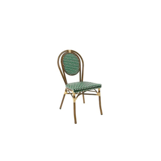 Chaise Tressée Bamboo Vert et Crème Lyrose