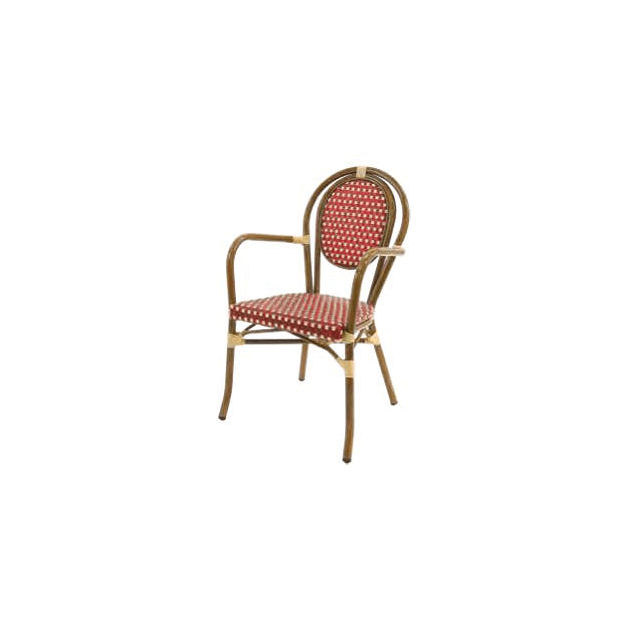 Fauteuil Tressé Bamboo Rouge et Crème Lyrose