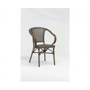 Fauteuil Imitation Rotin Moka et Bois Lyrose Fauteuil Imitation Rotin Moka et Bois Lyrose