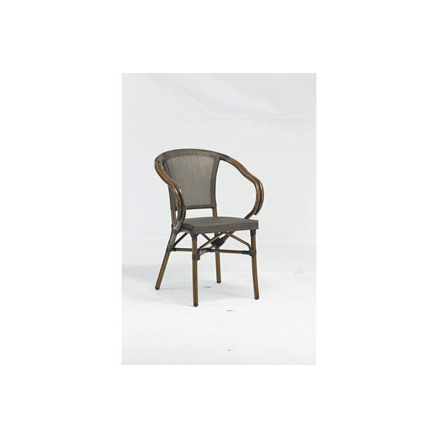 Fauteuil Imitation Rotin Moka et Bois Lyrose