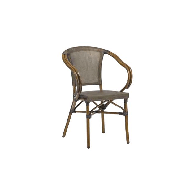 Fauteuil Imitation Rotin Beige et Bois Lyrose