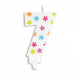 Bougie Chiffre 7 Blanche à Etoiles Multicolores Scrapcooking Bougie Chiffre 7 Blanche à Etoiles Multicolores Scrapcooking
