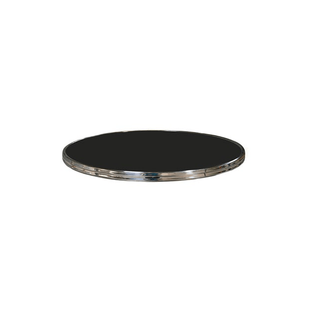 Plateau de Table Ø60 cm Noir Cerclage Inox Cerclé Topalit