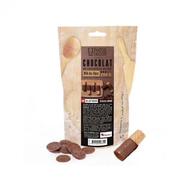 Chocolat de Couverture Au Lait des Alpes 35% 250 g Patisdécor